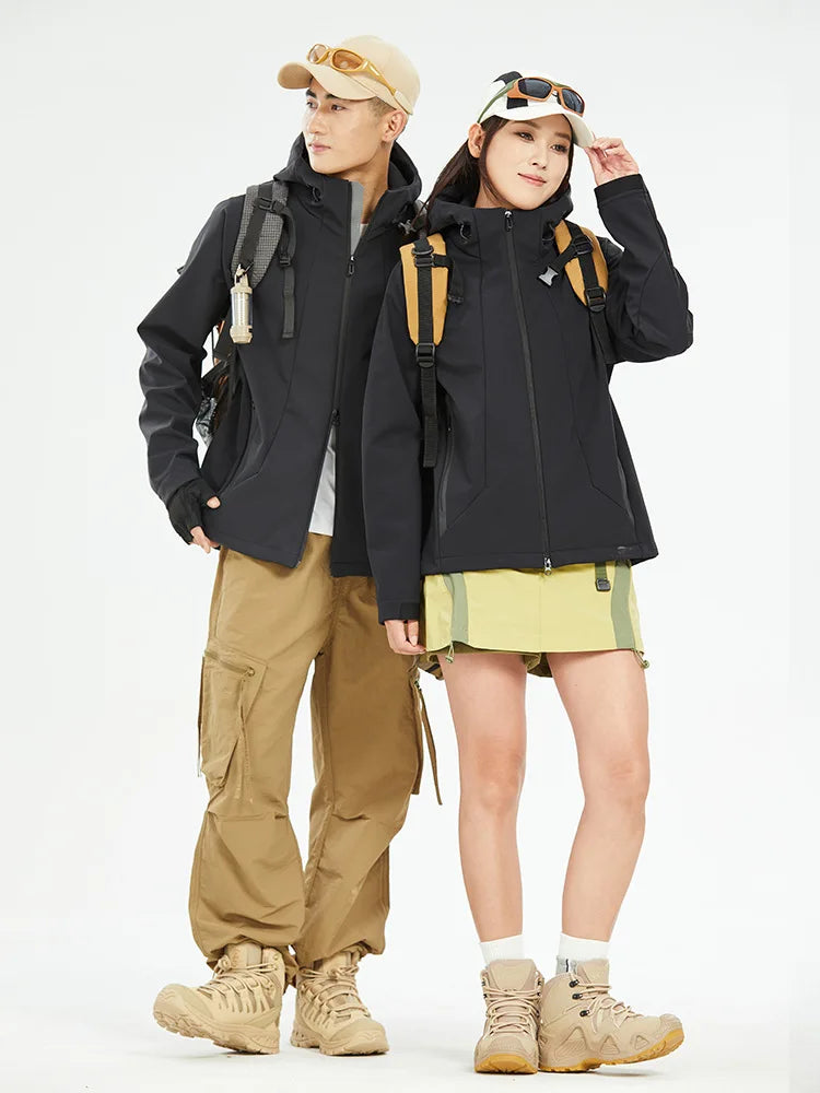 Wholesale Custom Logo Men's Softshell Winter Windbreaker Black Waterproof Polar Fleece Zipper Closure Casual Style Sizes 6XL