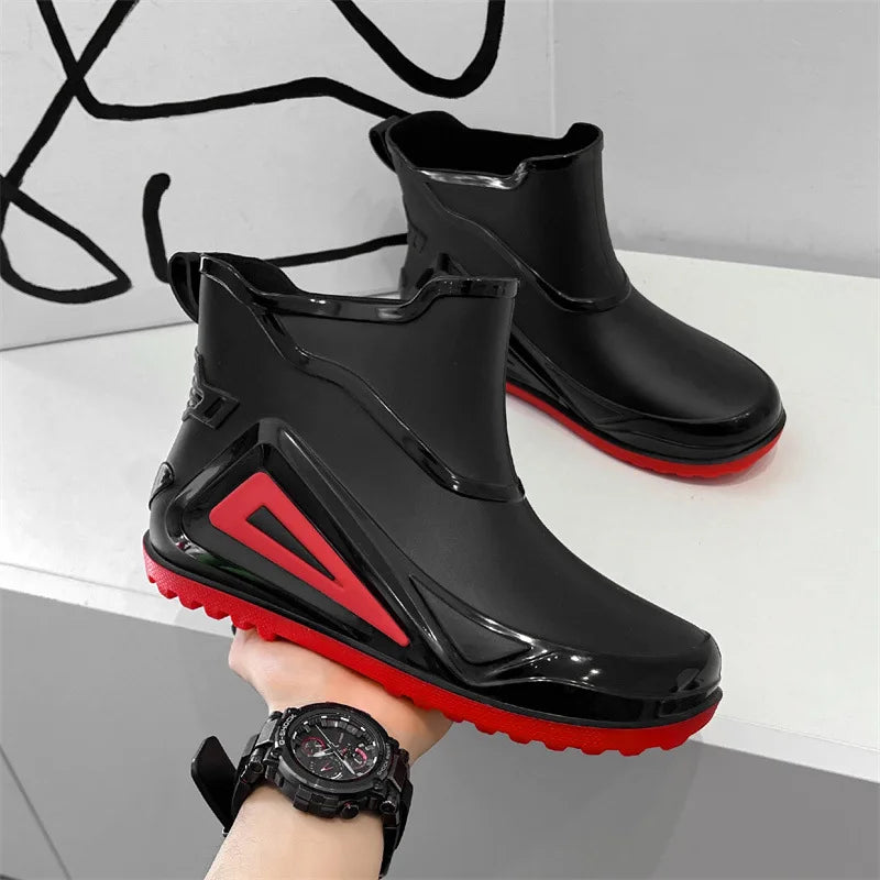 European Men's Waterproof Rubber Shoes Thick-Soled Anti-Slip for Fishing Kitchen Work Rain-Proof for Summer Adults
