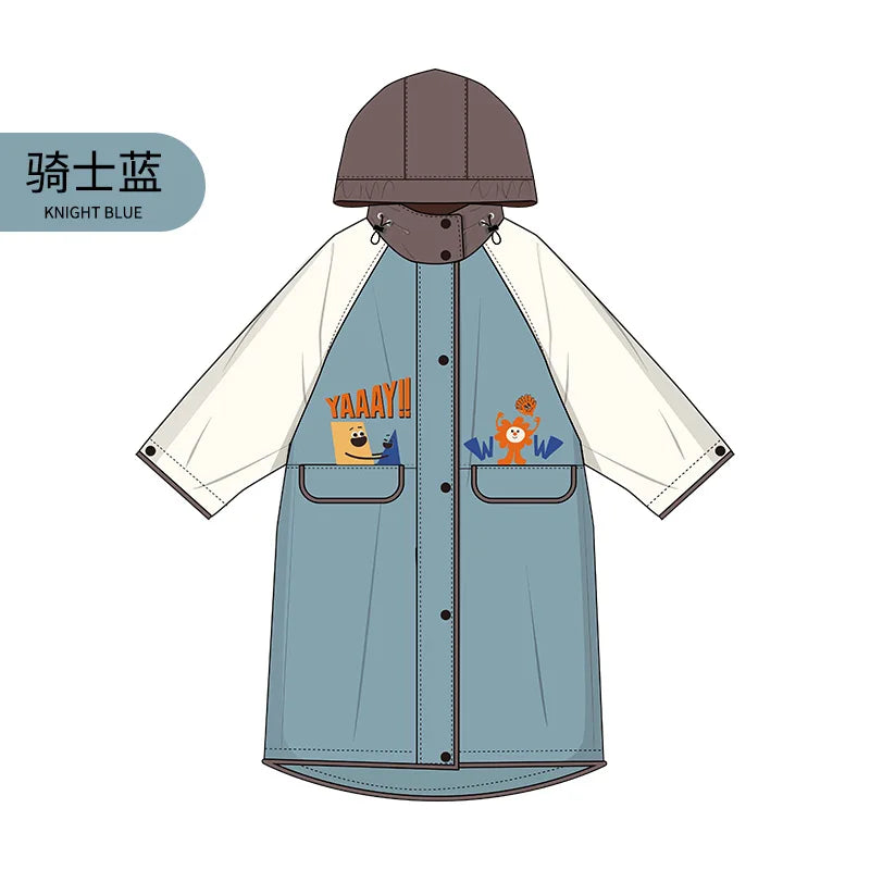 Children's Waterproof Schoolbags Raincoat for Primary School Students Boys Girls Full Body Thickened Rainstorm Special for