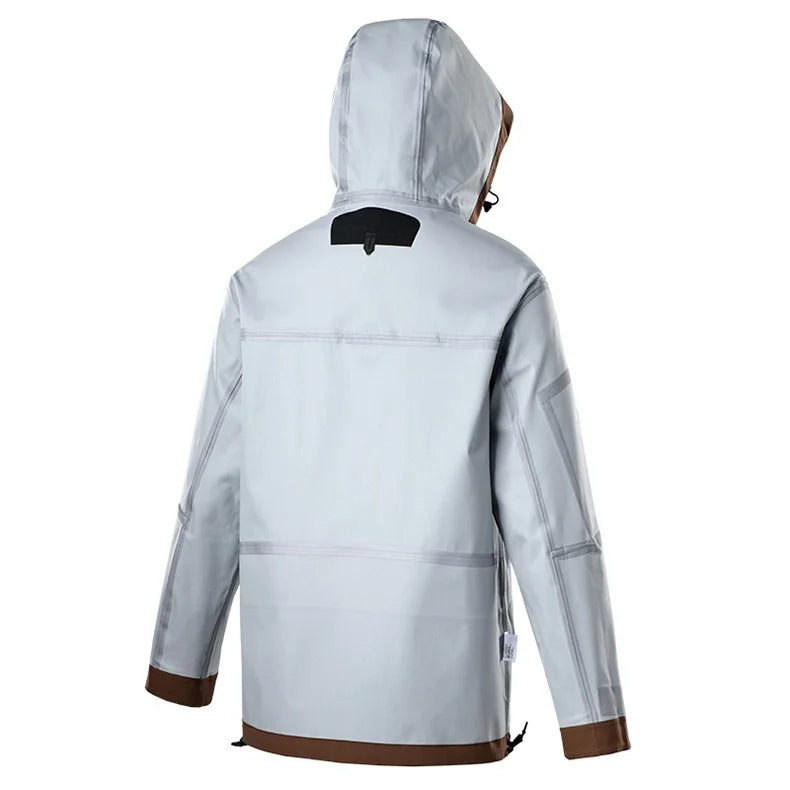 Men's Lightweight Stand Rain Jacket for Autumn Spring Windproof 3D Embroidery Logo Zipper Prints Breathable for Outdoor Sports