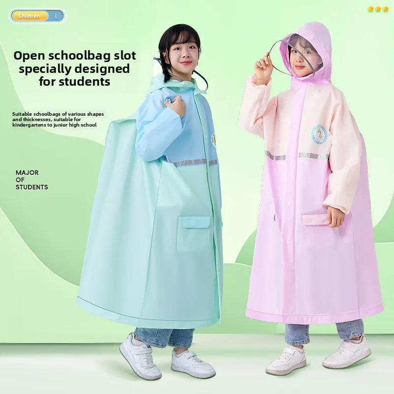 EVA Children's Raincoat, Boys' and Girls' Backpack Raincoat