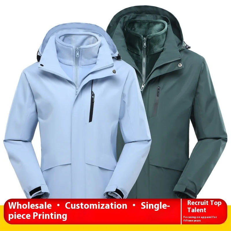 Three-in-One Detachable Waterproof Windproof Climbing Warm Clothes for Men and Women New Outdoor Travel Camping Gear for Winter