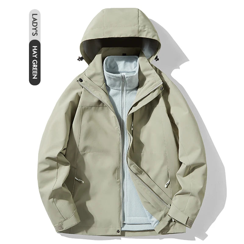 Unisex Waterproof Hard Shell Outdoor Windbreaker Jacket Breathable for Windproof Solid Color Hood Zipper Thin Oversized
