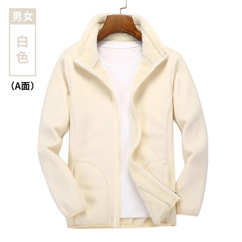 Outdoor Rush Men's & Women's Coral Fleece Coat Casual Style Thickened Spring Autumn Winter Sweater Cardigan Liner