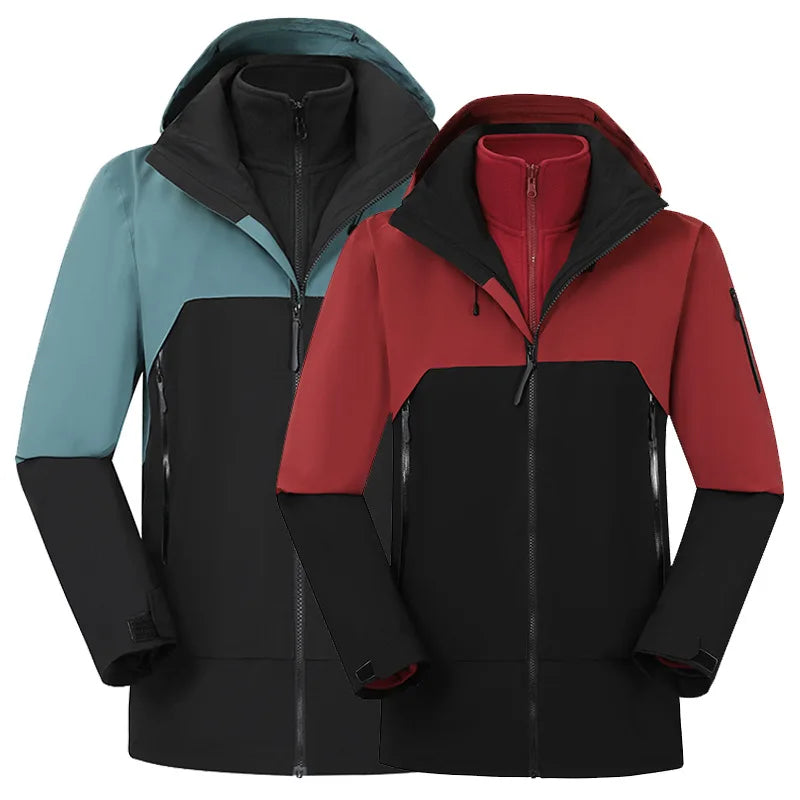 Couple's Lightweight Hard Shell Three-in-One Outdoor Sports Jacket Cold-Proof Windproof Waterproof Mountaineering Suit