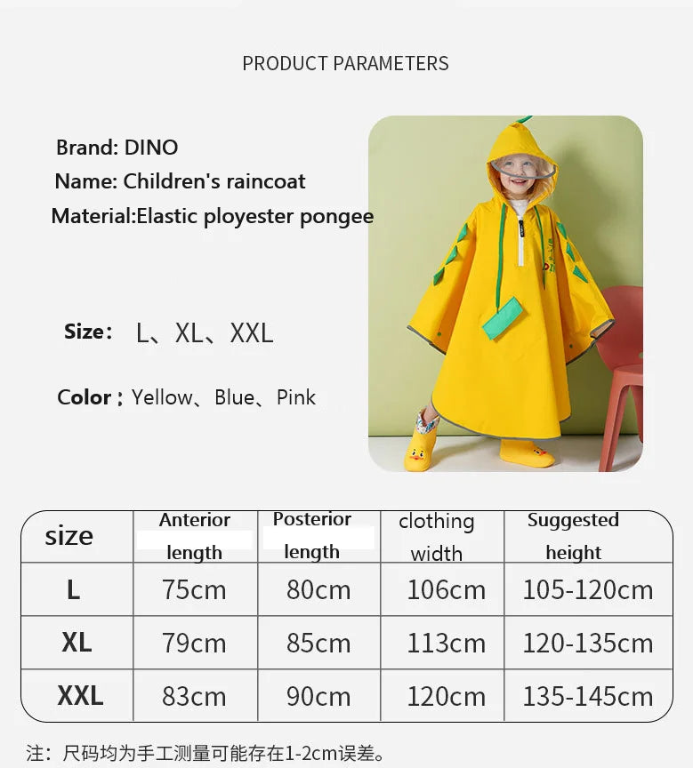 Little Dinosaur Cloak Children's Raincoat Kindergarten Elementary School Baby Cartoon Poncho