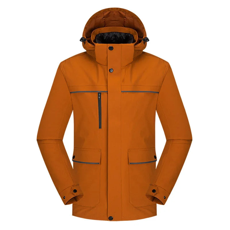 Men's Women's New Outdoor Three-in-One Winter Jacket Solid Windproof Waterproof Breathable Two-Piece Windbreaker