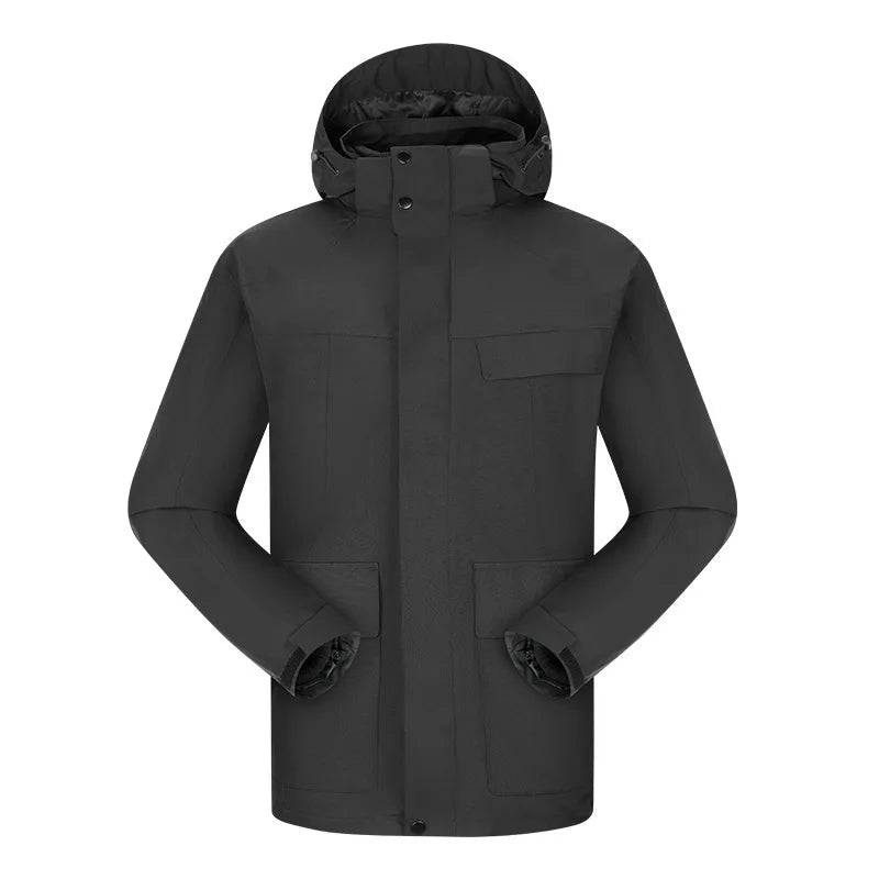 New Winter Outdoor Three-in-One Removable Waterproof Windproof Zipper Jacket for Mountaineering Camping Unisex