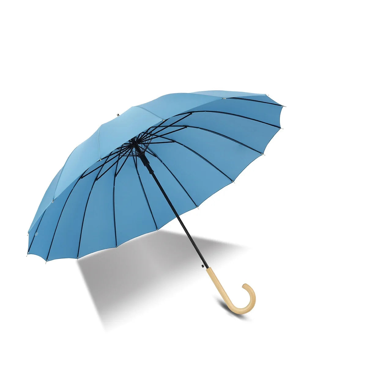 Luxury 23-Inch Oversize Business Umbrella 16K Ribs Japan Style Fashion Wood Handle New Fabric Promotional Advertising Umbrella