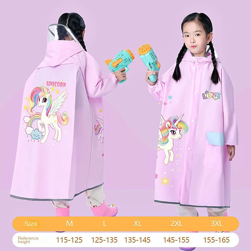 EVA Children's Raincoat with Backpack Space, Suitable for Boys and Girls, Reusable