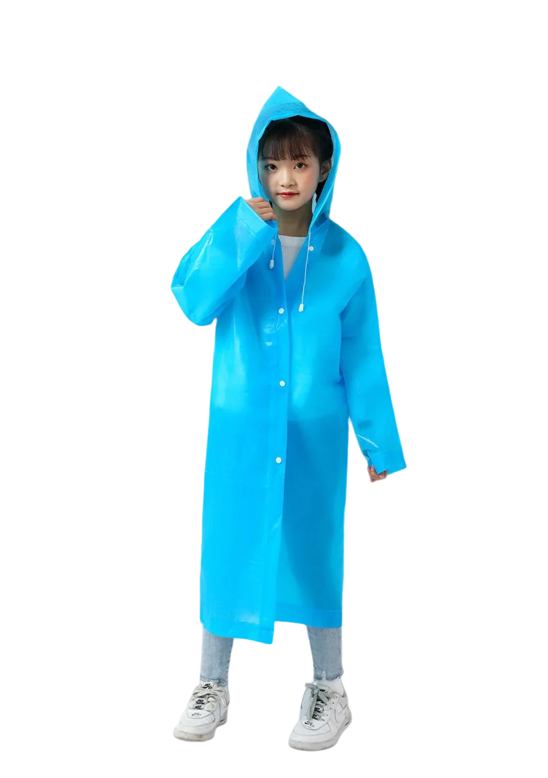 Custom Logo Print Waterproof Poncho Cape Rain Coat Jacket Peva Eva Reusable Raincoat Eva Long Raincoat Rain Jacket Poncho