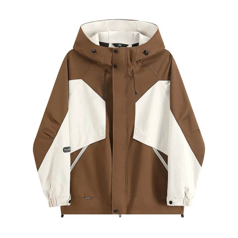 Men's Women's Stand Collar Two-Piece Hooded Outdoor Sports Jacket Windproof Waterproof Autumn Winter Zipper Woven Techniques