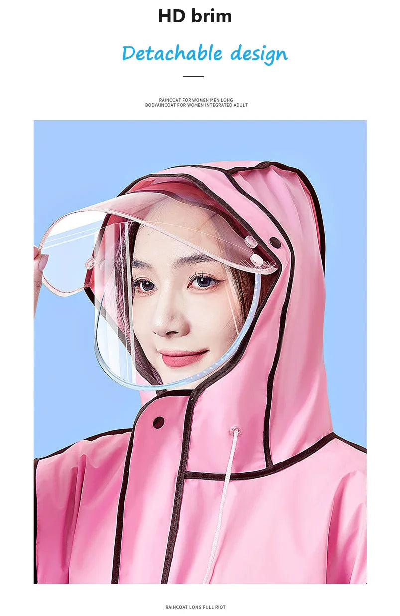 Adult Raincoat Full Body Rainstorm Proof Men's and Women's Lengthened Thickened Single Rider Hiking Poncho