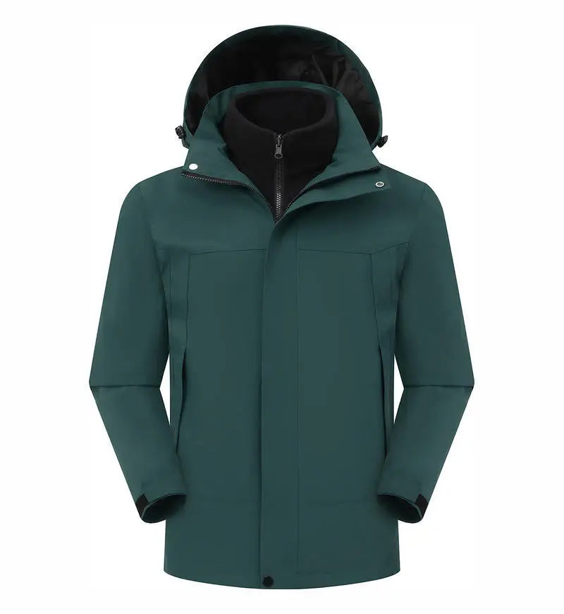 Custom Unisex Detachable Waterproof Winter Soft Shell Stand Collar Breathable Zipper Jacket Windproof Warm Ski Gear XL 3XL