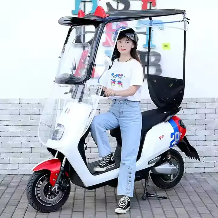 190T Manual Control Sun Shade Umbrella Dust-Proof Rain Cover for Motorcycles Electric Vehicles UV Rain Protection for Scooters