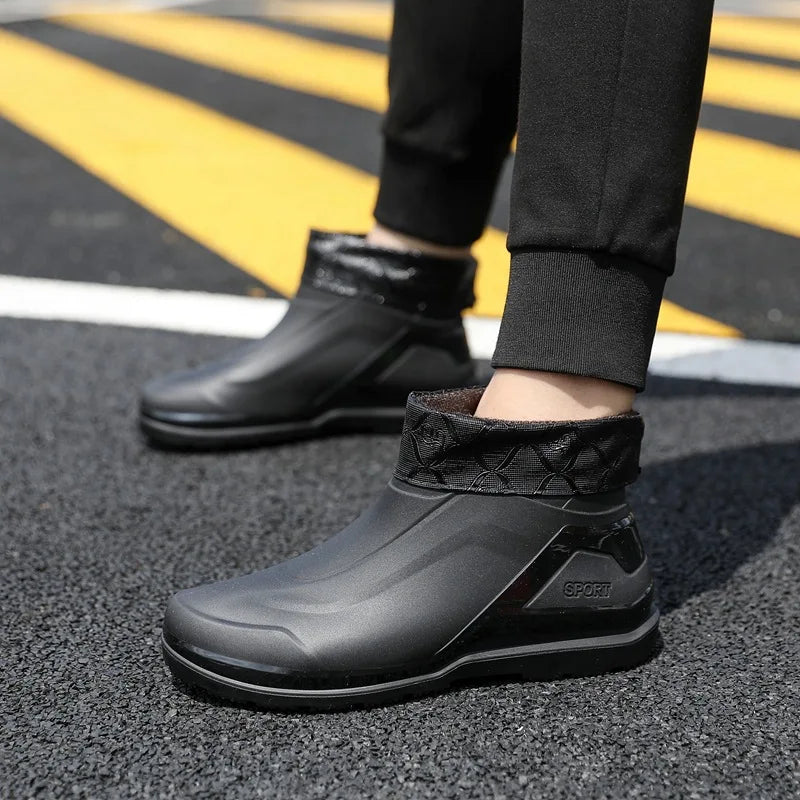 Factory Waterproof Ankle Neoprene Boots Non-slip Work Shoes Rubber Water Fashion Boots Outdoor Rainboots for Men Women