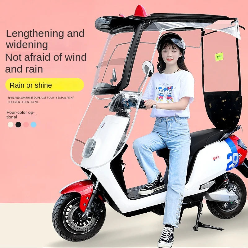 Modern Electric Car Sunshade Canopy Manual Control Plastic Windshield for Motorcycles Sun Protection