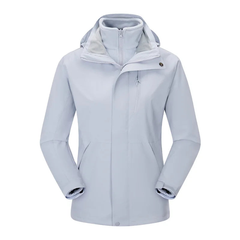 Autumn Winter Outdoor Three-in-One Windproof Jacket for Men Women New Arrival Stand Detachable Fleece Lined Jacket
