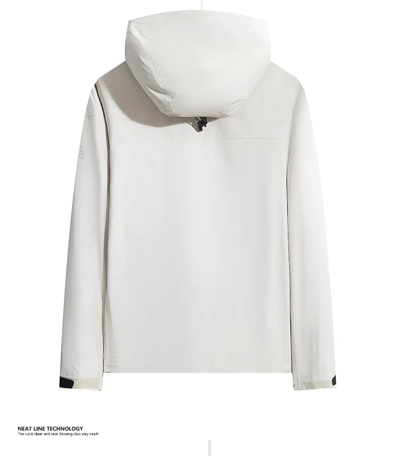 Men's Insulated Windbreaker  Rain Shell Jacket Waterproof Lightweight Softshell Hooded With PVC for Hiking