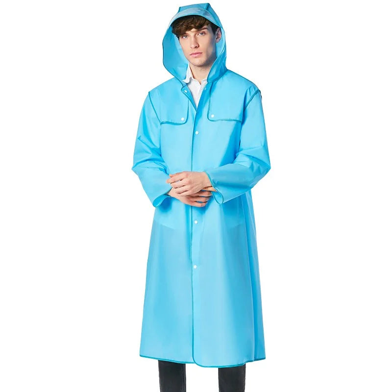 Unisex Adult EVA Rain Poncho Waterproof Long Rain Cape Colorful Hem Reusable Outdoor Jacket Hiking Featuring Custom Logo