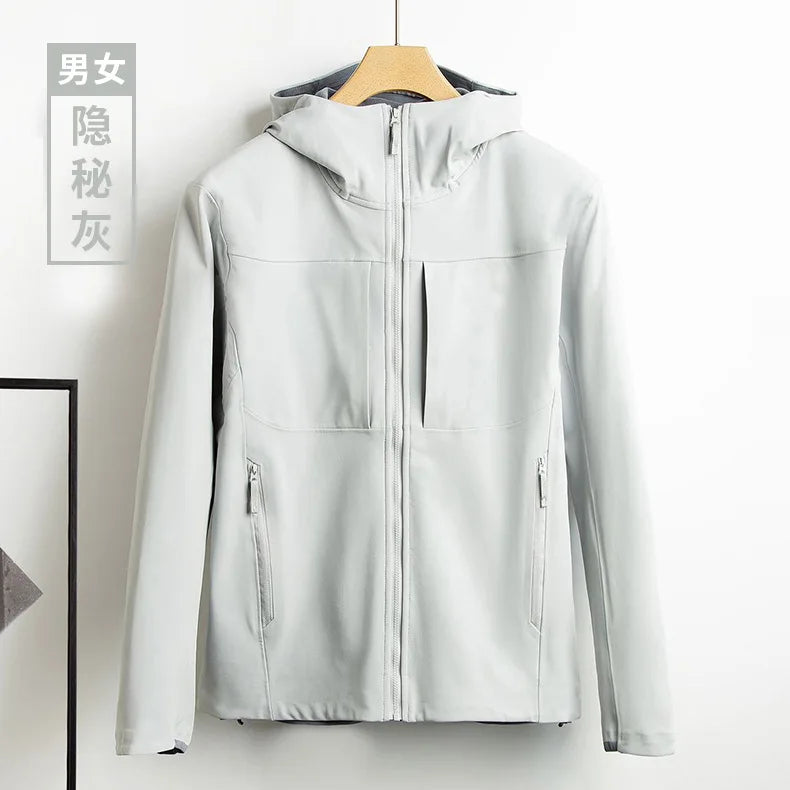 Unisex Fleeced Warm Jacket for Spring Autumn Soft Shell Nylon Canvas Cotton-Polyester Formal Sport Style Size XL Lightweight