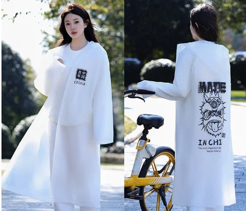 EVA Fashionable Long Thick Printed Raincoat for Men and Women's Portable Outdoor Hiking High-end Raincoat