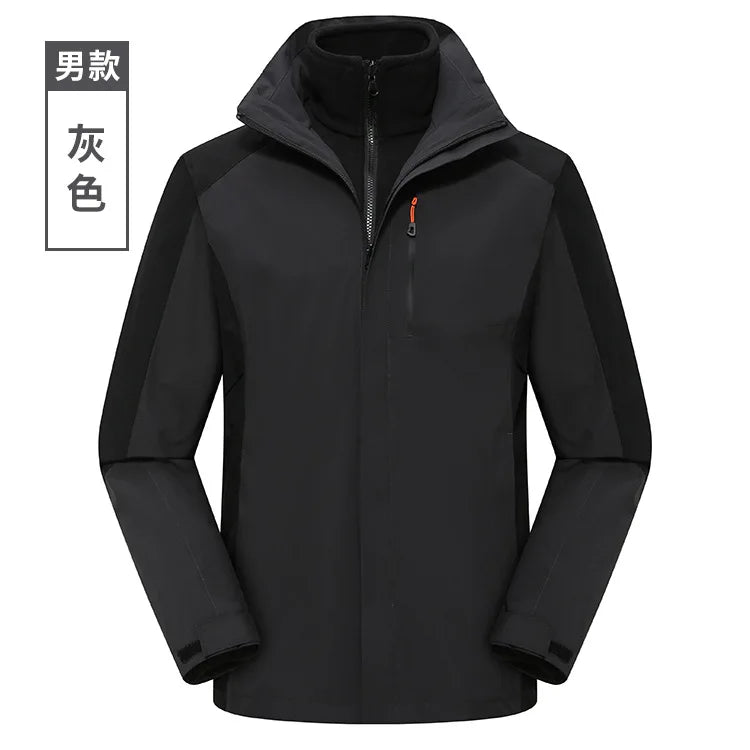 Men's Women's Outdoor Assault Three-in-One Detachable Warm Waterproof Breathable Work Clothes Zipper Customizable Printed Winter