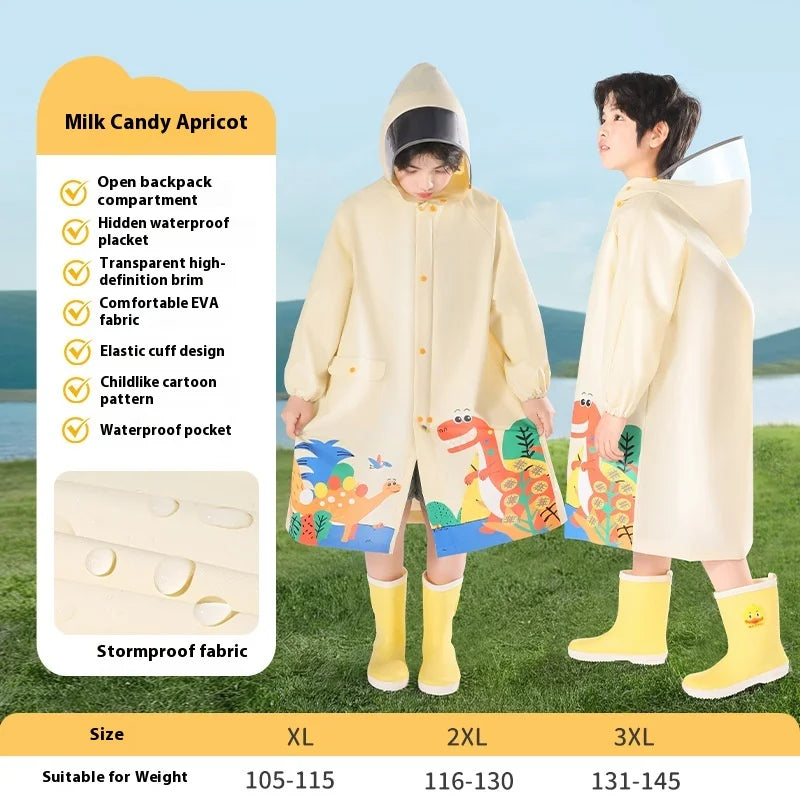 Long Waterproof for Poncho Raincoat for Boys and Girls Oxford Cloth Schoolbag for Outdoor Travel Primary School Kindergarten Use