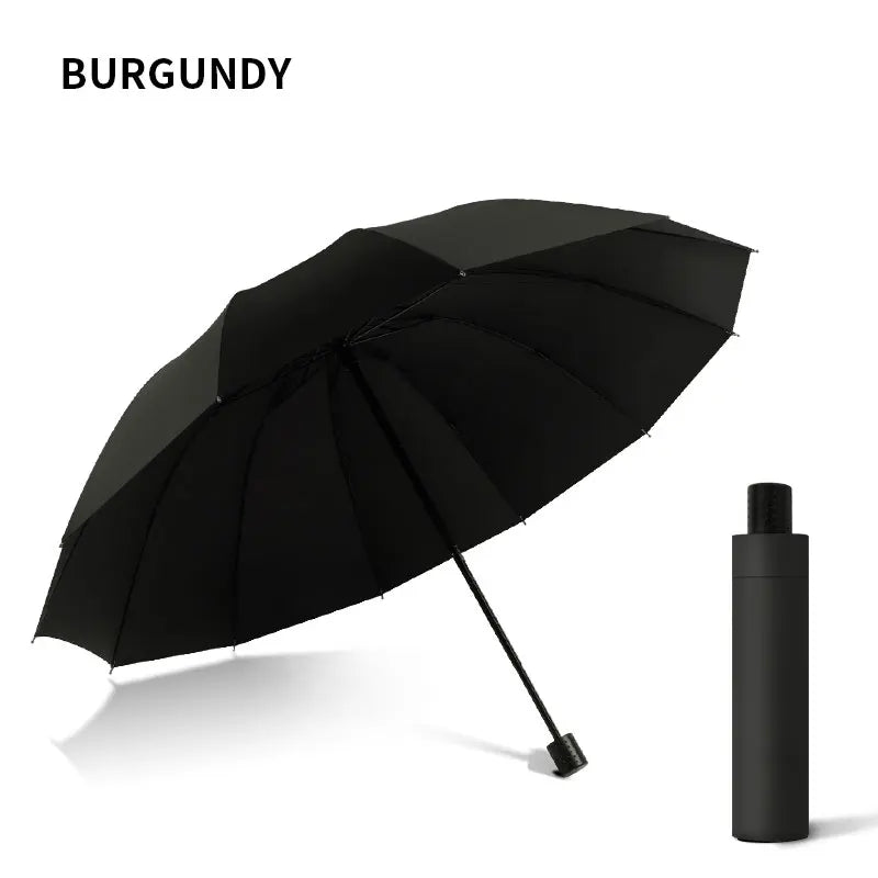 Black Manual Open Folding Umbrella With UV Coating Windproof Waterproof Summer Paraplui Payung Sombrillas Paraguas Outdoor Use
