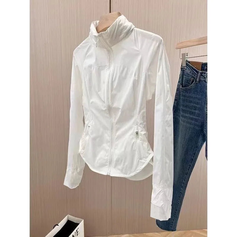 Women's Slim-Fit Summer Coat with Korean Style New Fashionable Foreign-Style Outdoor Sunshade Jacket Hood Drying Clothes Trendy