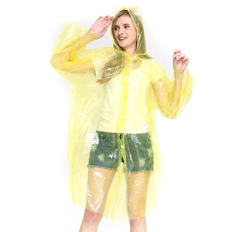 Free Sample Adults Disposable PE Rainwear Waterproof Emergency Poncho for Outdoor Hiking Plastic Raincoat
