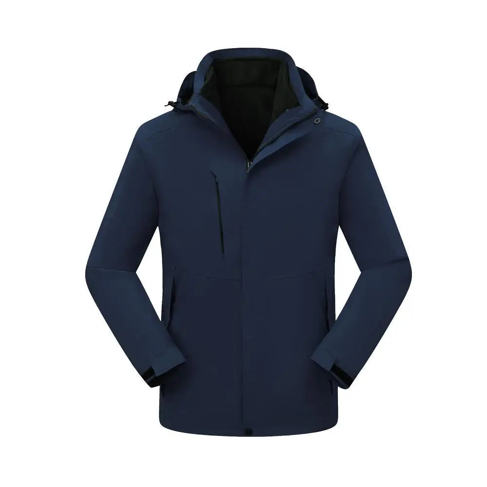 3XL Outdoor Winter Work Jacket Zipper Closure Waterproof Windproof Breathable Solid Pattern Logo Removable Padded Button