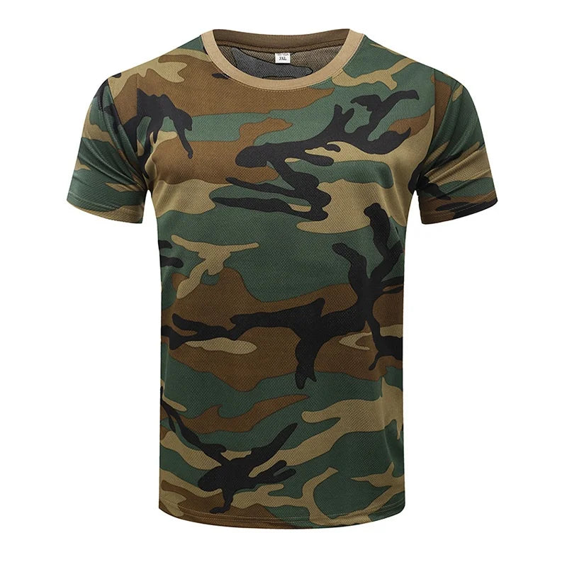 Horse-horse Camouflage Tactical T-shirt Unisex Short-sleeved Summer Quick-drying Breathable 100% Polyester Outdoor Physical