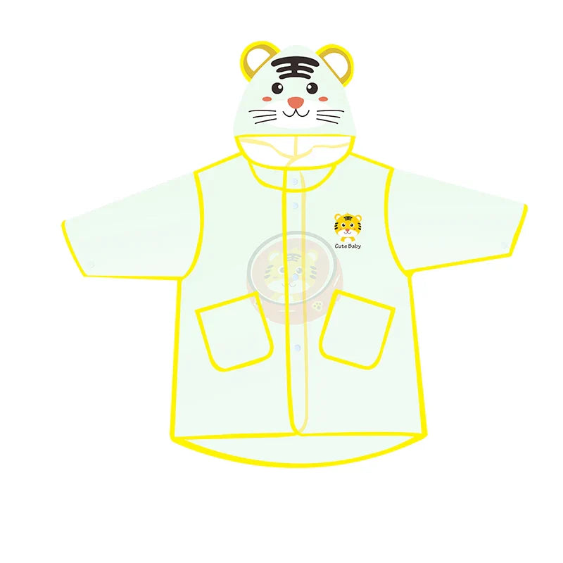 Customized Kids Raincoat Waterproof EVA Hooded Rain Jacket in Cartoon Shape Eco-Friendly With Big Brim and Logo Decoration