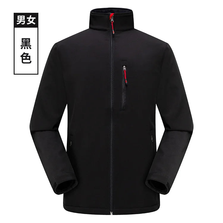 Autumn Winter Outdoor Tactical Soft Shell 100% Polyester Windproof Waterproof Breathable Thick Handsome Tough Zipper Solid Plain