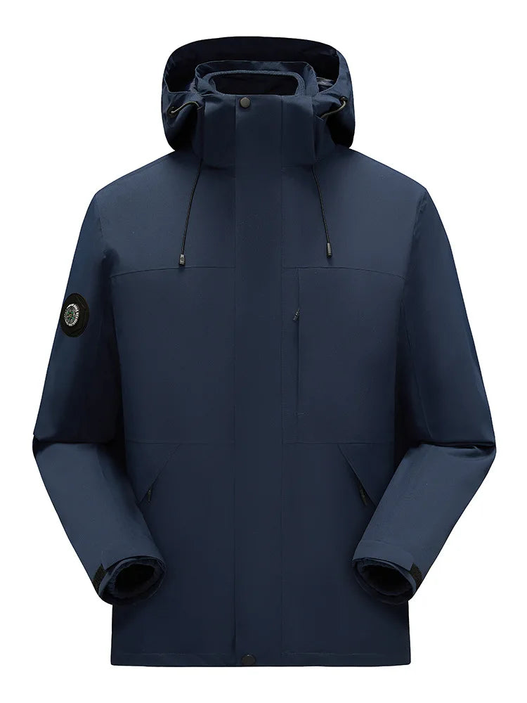 Coated Three-in-One Comfort Warm Winter Soft Shell Jacket Waterproof Windproof Outdoor Stand Collar Zipper Breathable