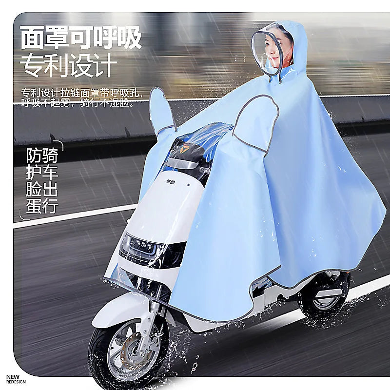 New Classic Single & Double Electric Car Body Raincoat Enlarged Thick Oxford Cloth Anti-Riot for Poncho Waterproof for Travel