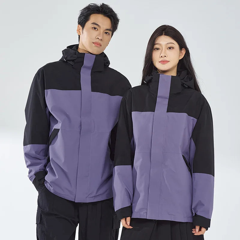 New Adhesive Outdoor Three-in-One Charge Clothes Detachable Two-piece Waterproof Windproof Winter Stand Men's Women's