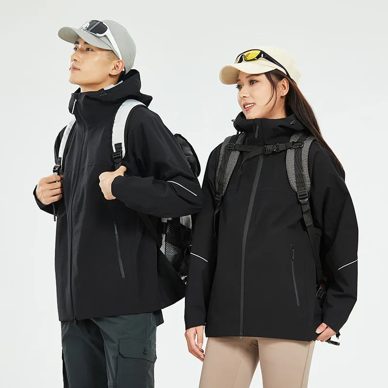 Hard Shell Jacket Unisex Autumn Outdoor Rainstorm-proof Waterproof Windproof Breathable Mountain Climbing