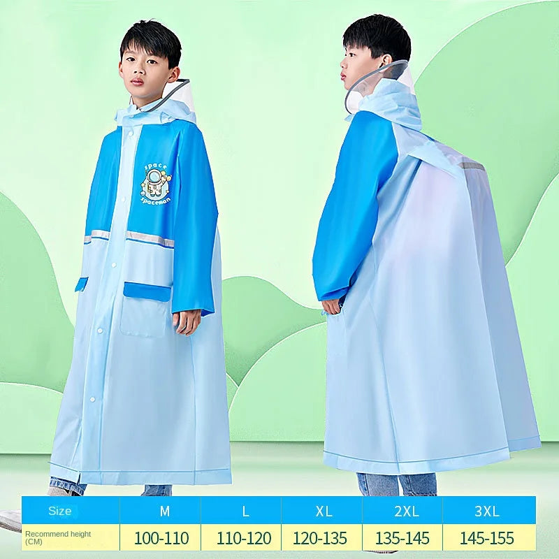 EVA Full Body School for Poncho for Primary Middle School Students Raincoat Schoolbag for Boys Girls Middle Large Size Rainstorm