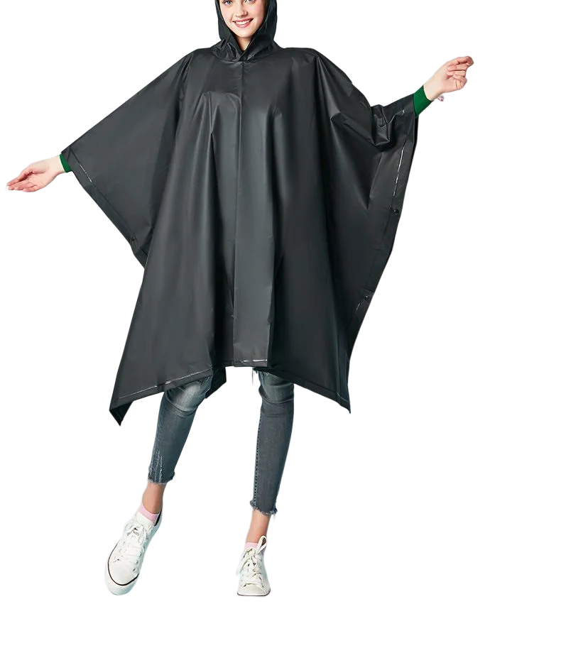 Outdoor Waterproof Adult Portable Three-in-One Raincoat Poncho One PE Plastic Jacket Print One Rainy Days Work Travel Logo