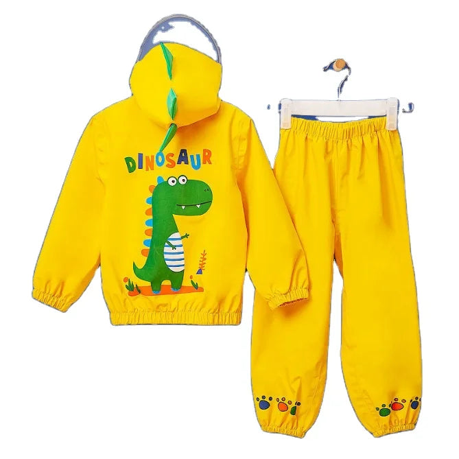 Outdoor Full Body Waterproof Student Raincoat Suit for Girls XXL Size Cartoon Printed Polyester With Hood Logo Decoration