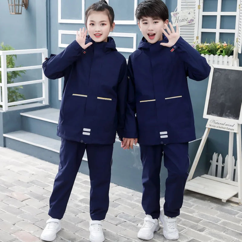 YM Winter Children's Unisex School Uniform Sets Three-in-One Two-Piece Warm-Keeping Thickened 100% Polyester