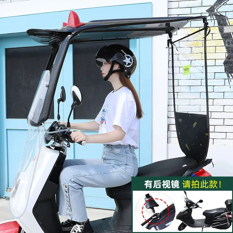 Modern Electric Car Sunshade Canopy Manual Control Plastic Windshield for Motorcycles Sun Protection