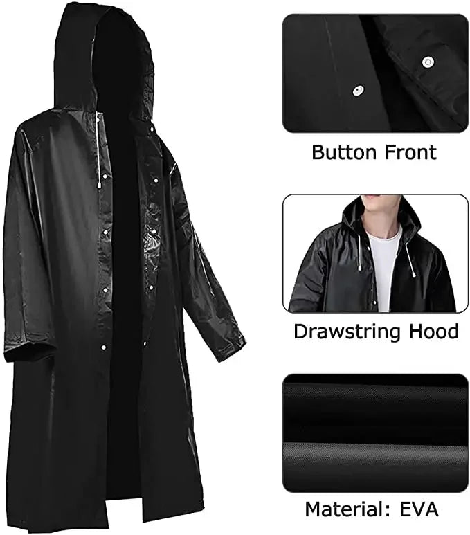 Custom Raincoat Suit Black Water Proof Heavy Duty Rain Coat for Adults Mens Long RainWear Rain Jacket Waterproof Poncho