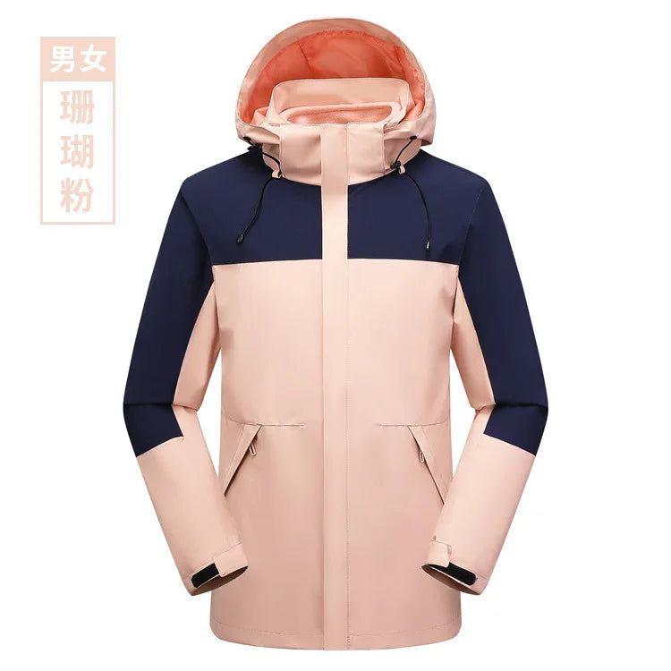 Men's Women's Winter Jacket Detachable Three-in-One Fleece Liner Rabbit Windproof Waterproof Zipper Knitted Customizable Logo