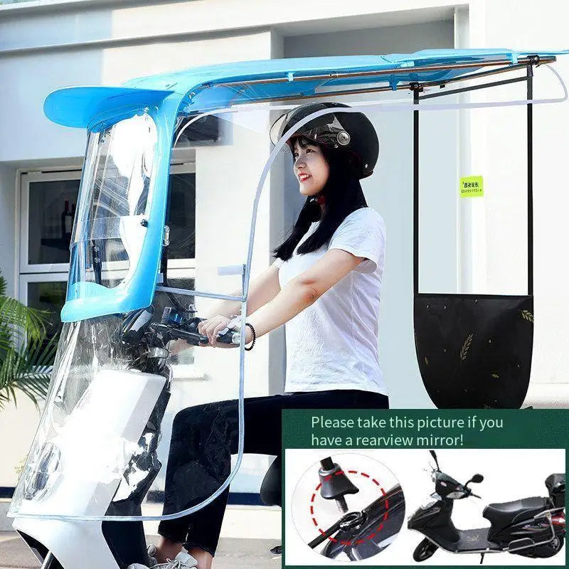 190T Manual Control Sun Shade Umbrella Dust-Proof Rain Cover for Motorcycles Electric Vehicles UV Rain Protection for Scooters