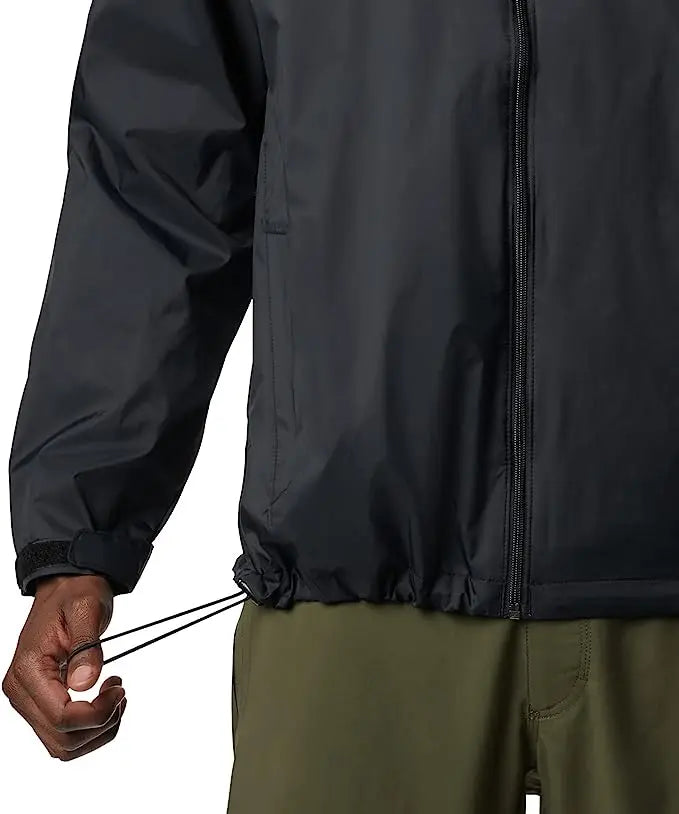 Men's Outdoor Rain Jacket Hood Waterproof Polyester Travel Hiking Fishing Motorcycle Logo Decoration Available XXL XXXL Sizes