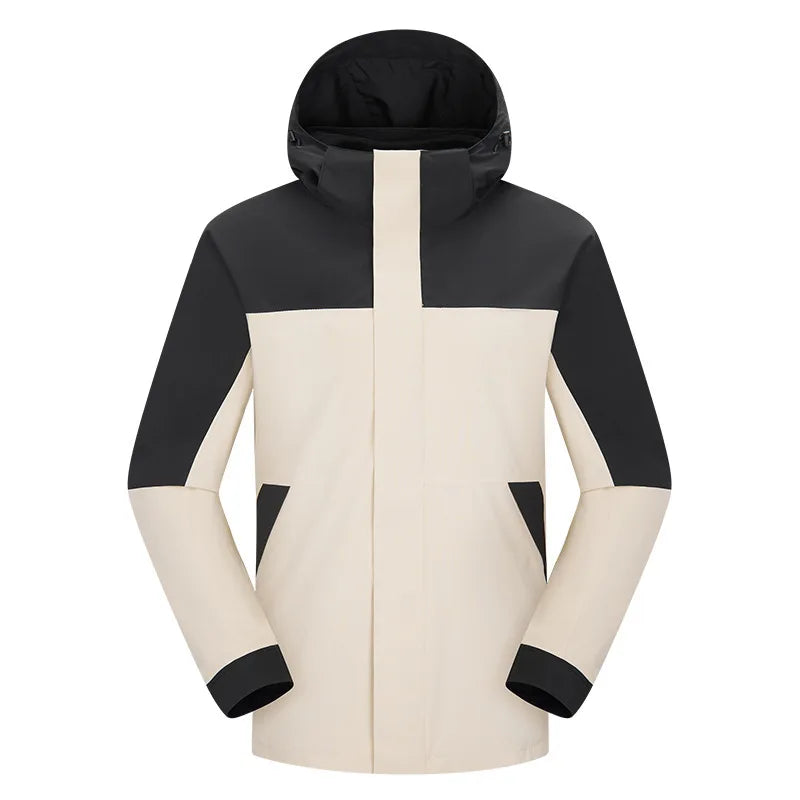 New Adhesive Outdoor Three-in-One Charge Clothes Detachable Two-piece Waterproof Windproof Winter Stand Men's Women's