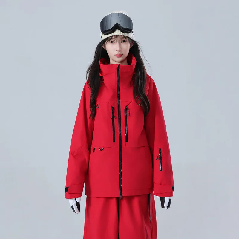 Unisex Waterproof Ski Overall with Hood and Heated Zipper Closure Windproof Women's Accessories for Skiing